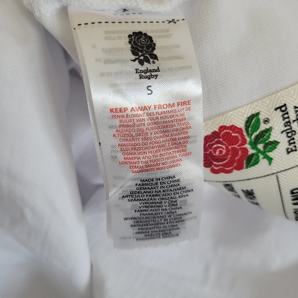 England Rugby Men's White Navy Rose Polo Size Small - Picture 7 of 8
